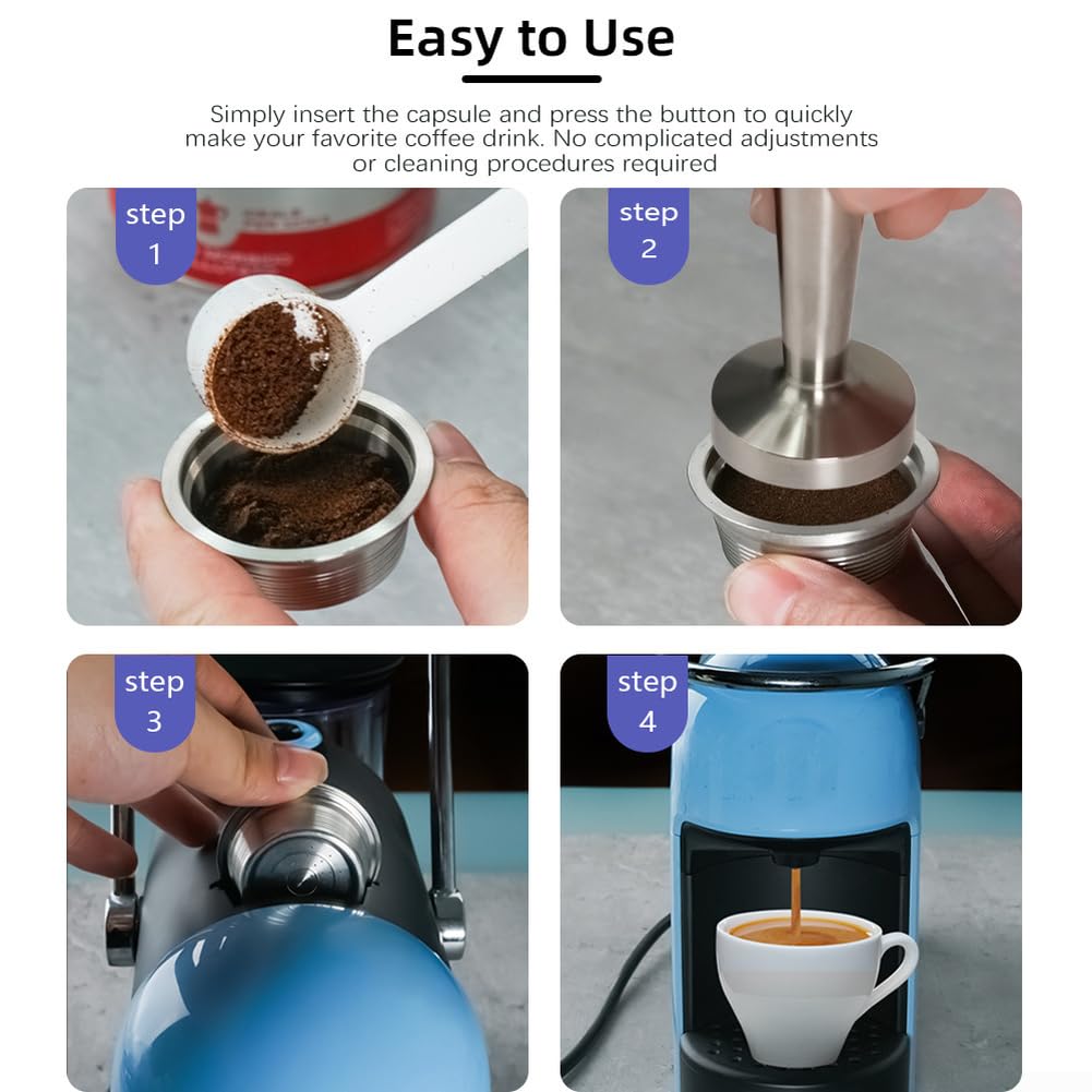 Cápsulas de café reutilizables de acero inoxidable para A Modo Mio Jolie, cápsula recargable con filtro, cuchara, cepillo y manipulador, alternativa a las cápsulas desechables para cápsulas, color
