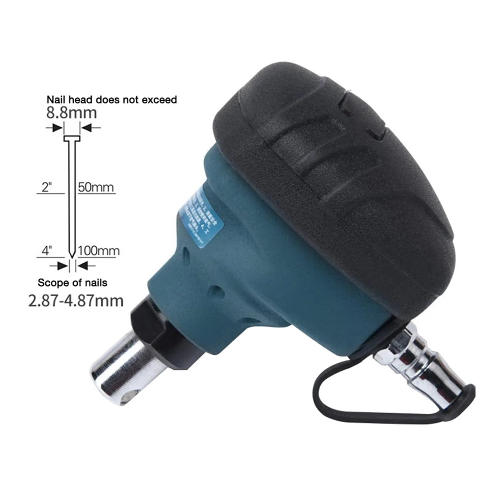 Młot pneumatyczny Mini gwoździarka pneumatyczna 8,8MM*100MM stalowy młotek do gwoździ gwoździarki narzędzia dekoracyjne 5,5-7BAR do obróbki metalu