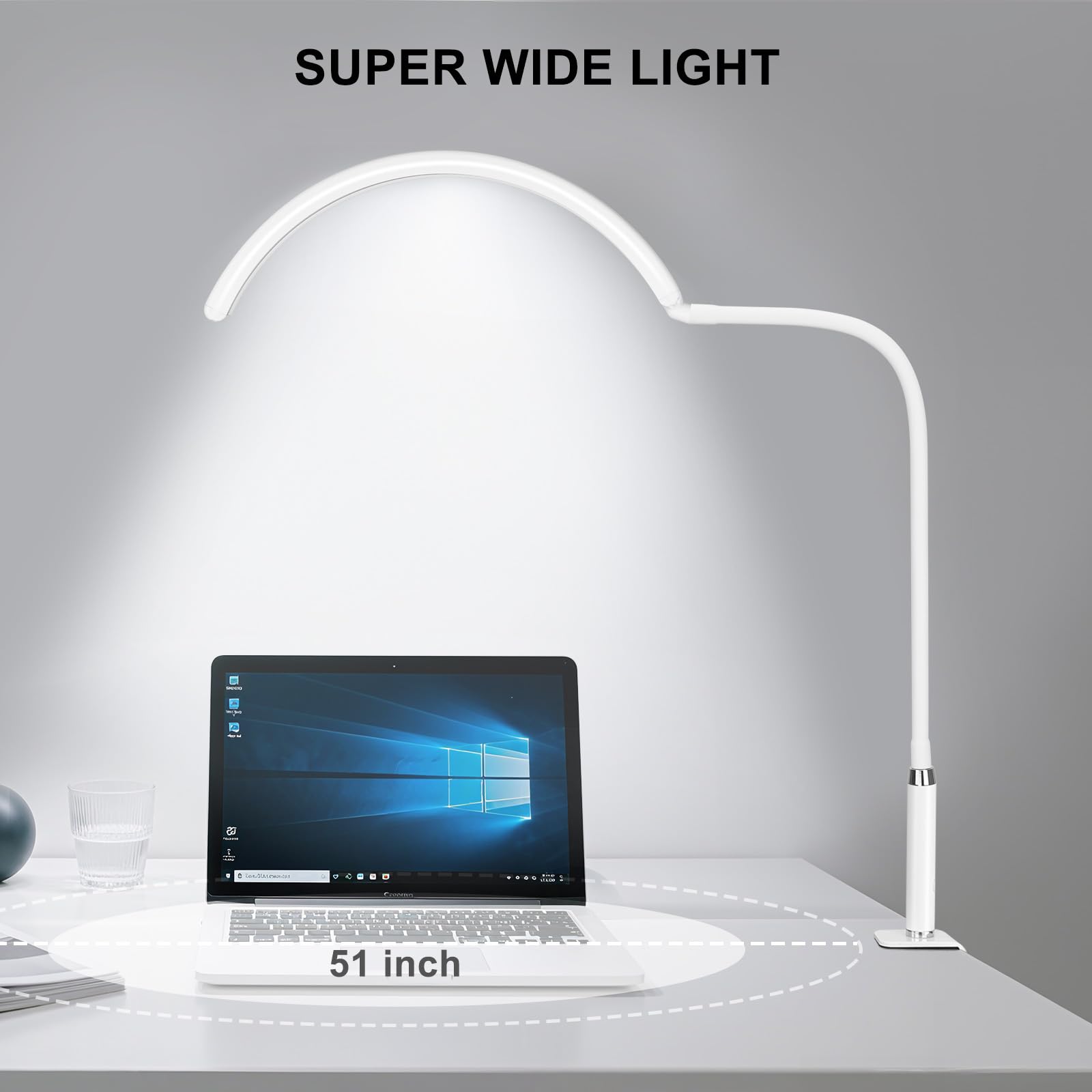 Lampada da scrivania professionale a LED a mezza luna per nail tech e artisti, lampada flessibile a collo di cigno con morsetto, 3 modalità di colore e 5 livelli di luminosità per manicure