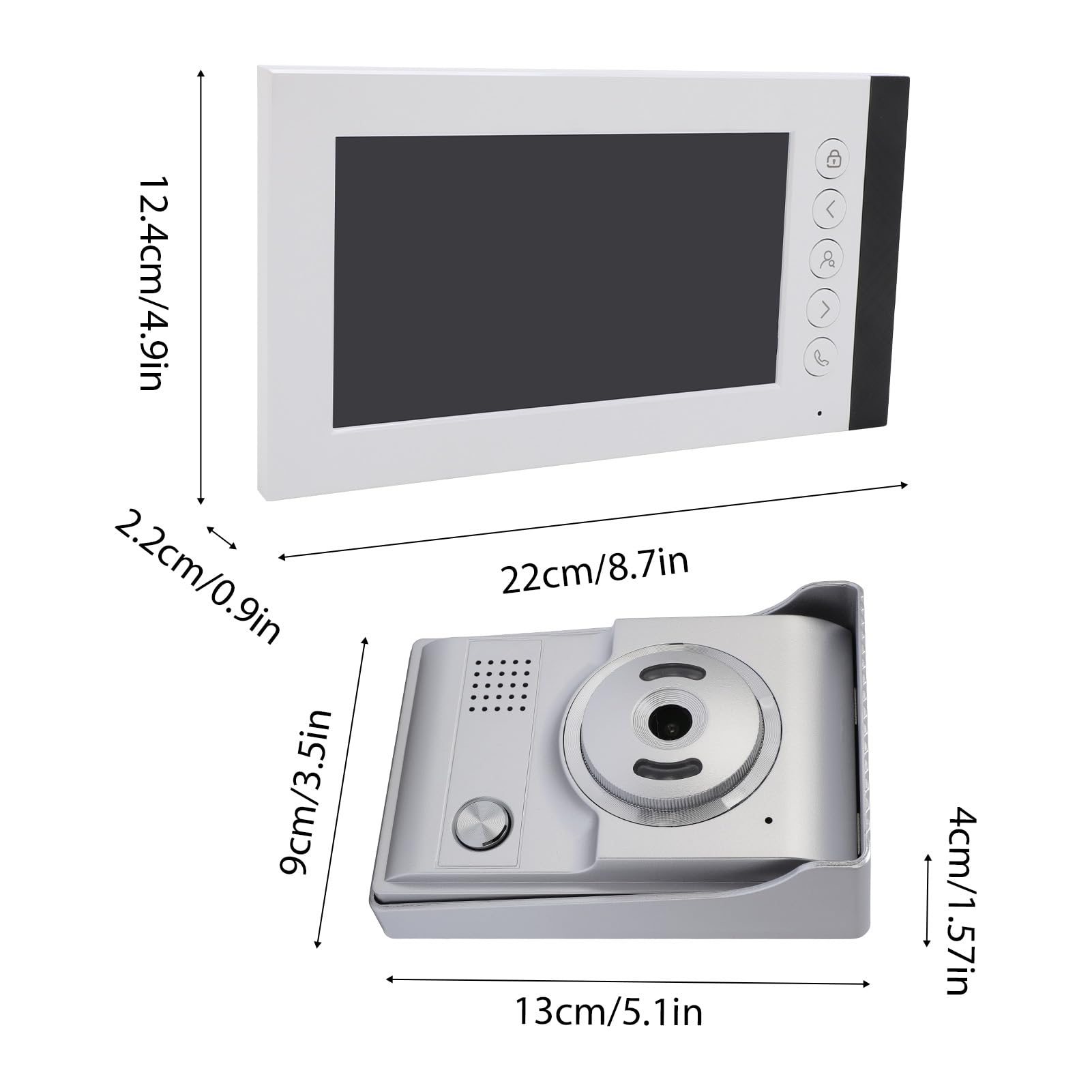 Irishom Video Video 7 Pollici 1080p HD WiFi Smart Doorbell con Talk a Due Vie Mobile App Remoto Control BT Voice Chanzer Night Vision IP55 Waterproof per Villa Home Office Apartment (Plug)