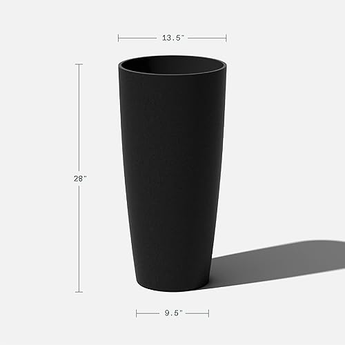 Miniatura 3 de Veradek Mason Series Vega Planter - Maceta redonda alta para interiores o exteriores, porchepatio  Hecha de compuesto de plástico y piedra con