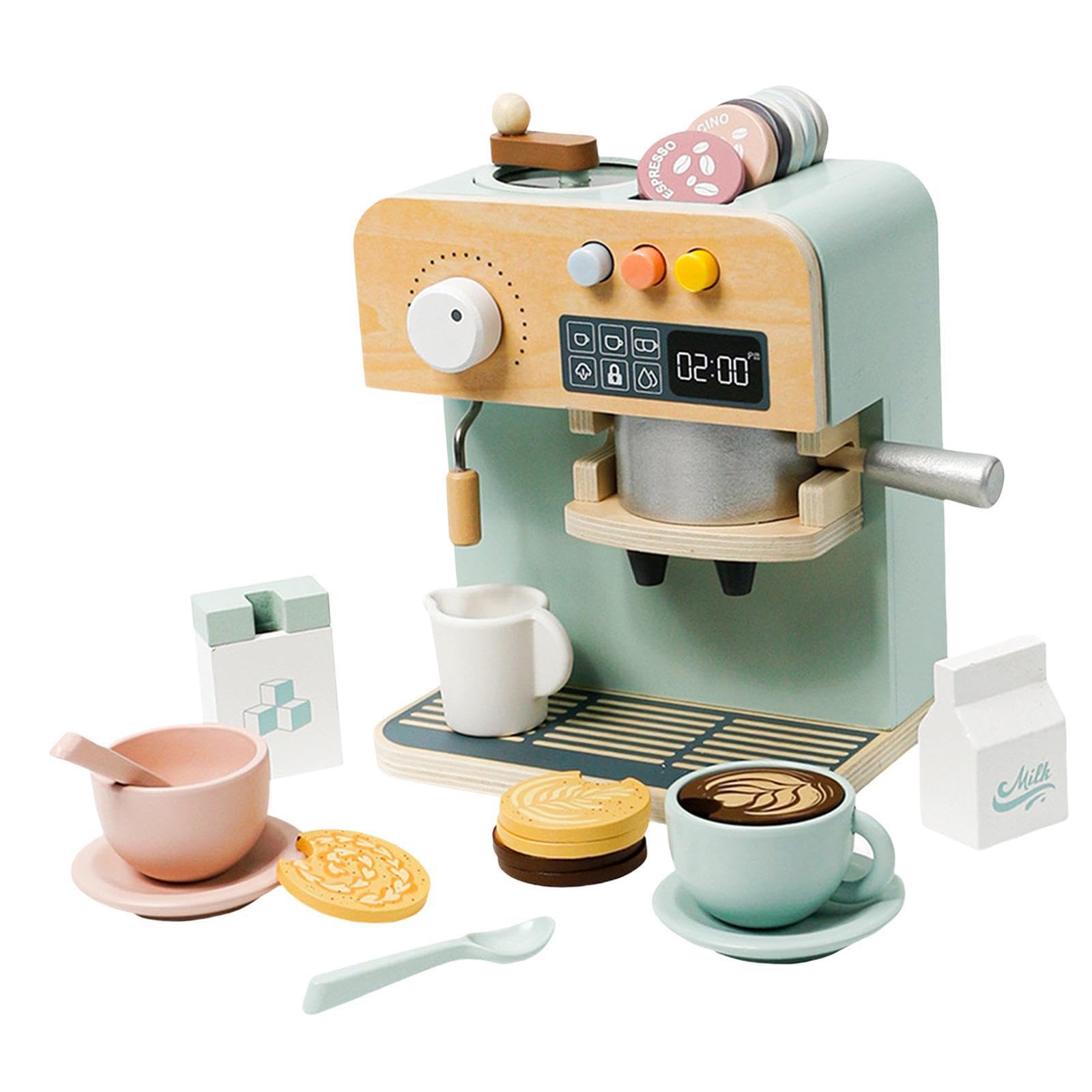 Macchina da caffè giocattolo per bambini, set da cucina in legno, supporta il gioco creativo con esperienze di simulazione coinvolgenti con macchine