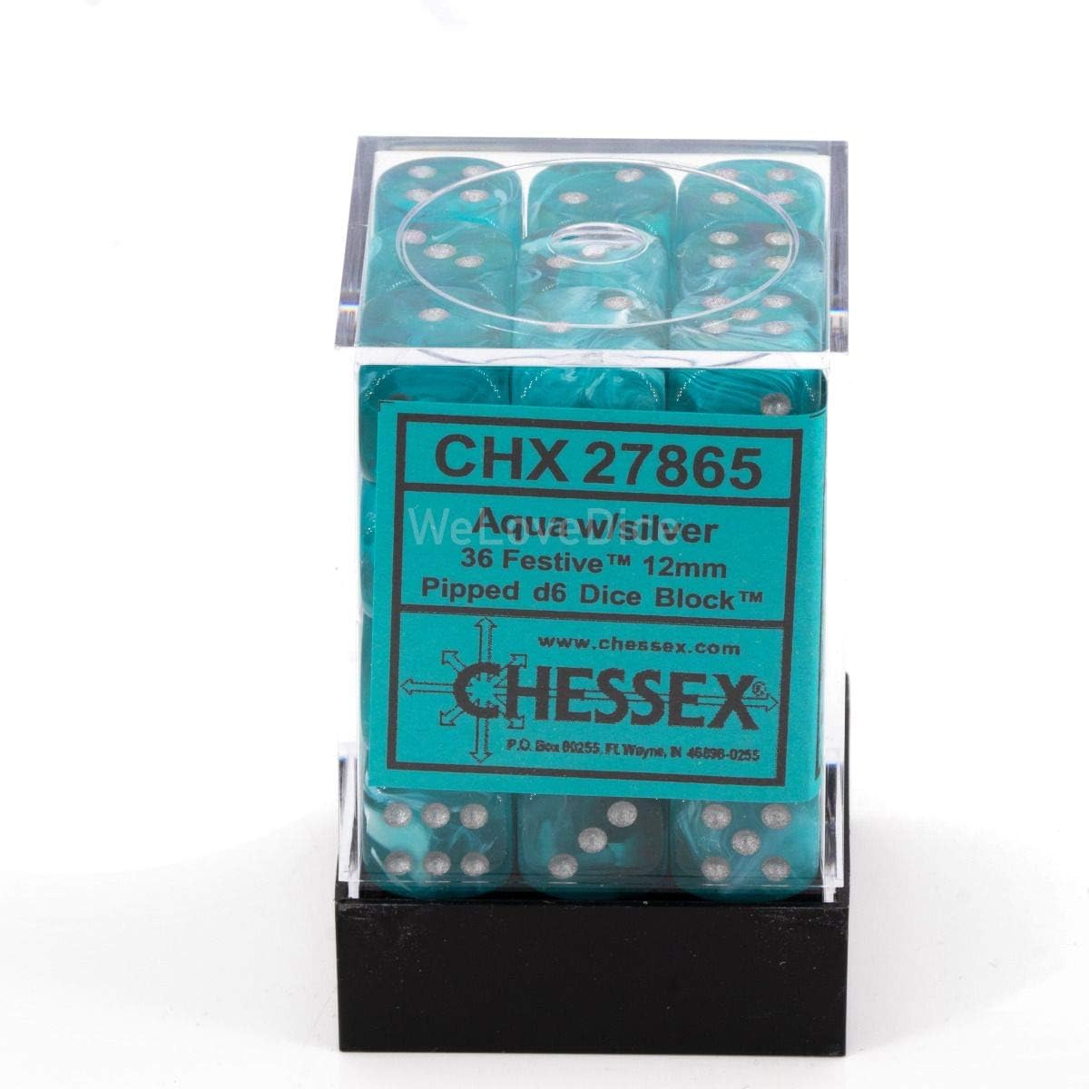DND Dice Set-Chessex D&D Dice-12mm Cirrus Aqua and Silver Plastic Polyhedral Dice Set- for Dungeons and Dragons Dice Includes 36 Dice – D6 (CHX27865)
