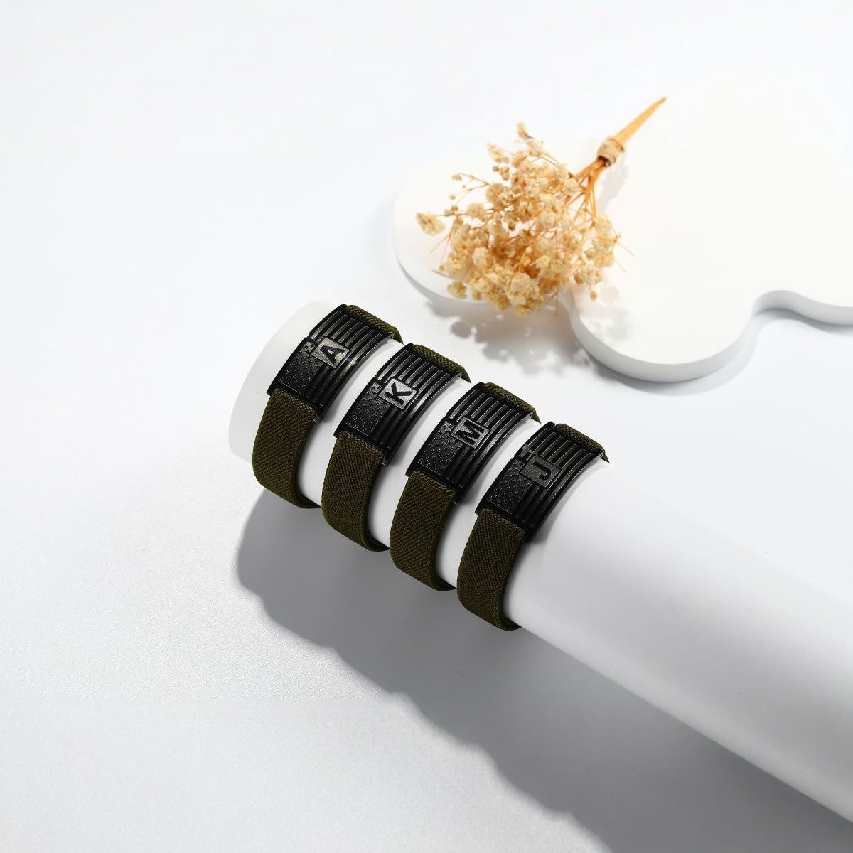 Initial Letters American Flag Bracelets for Men Boys,Letter Military Bracelets,Waterproof Adjustable Elastic Stretch Strap,Patriotic Jewelry, 4th of July,Memorial Day,Graduation Easter Basket Stuffers Gifts for Son,Boyfriend,Husband or Dad - Image 7