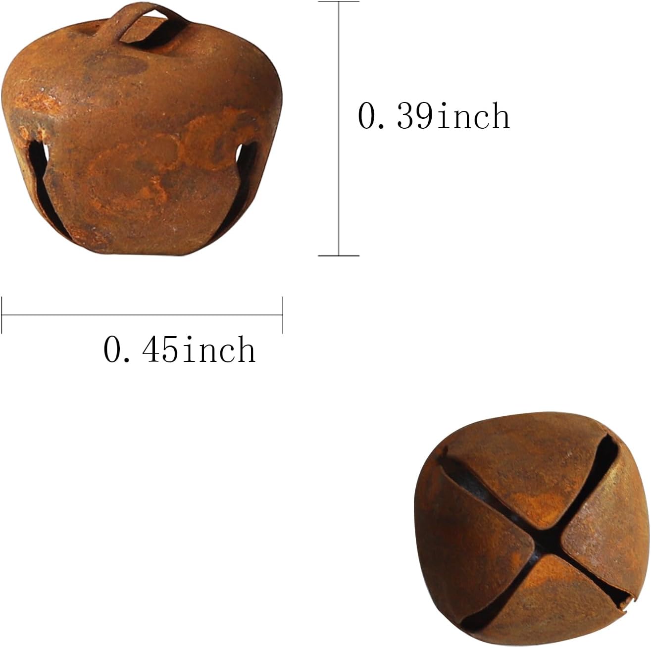 100 Pack Rusty Mini Jingle Bells, 0.39 Inch Metal Craft Bells