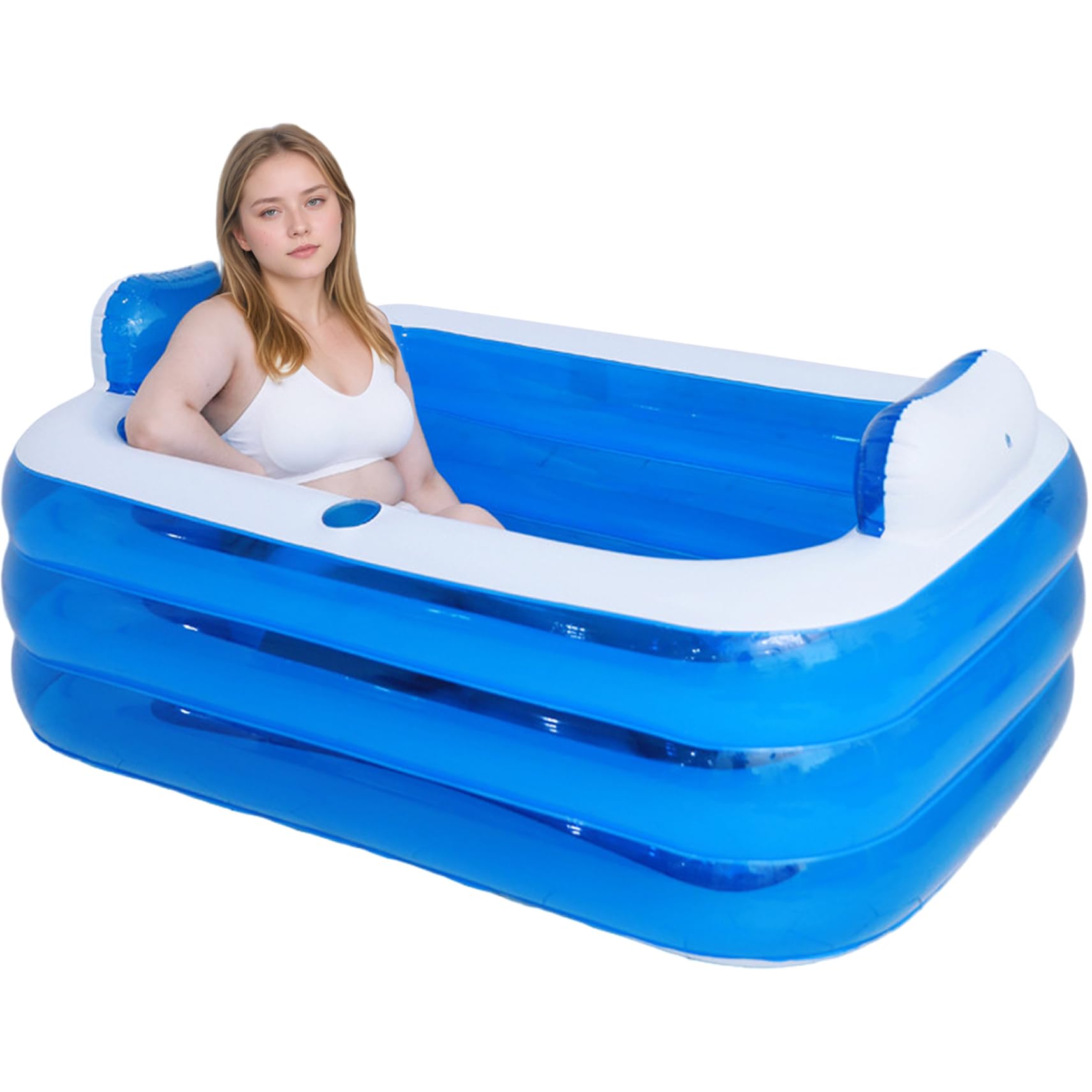 Verdickte aufblasbare PVC-Badewanne mit Wasserbechermund, bequeme faltbare aufblasbare Badewanne mit verschleißfestem Blasenboden für Erwachsene und Kinder