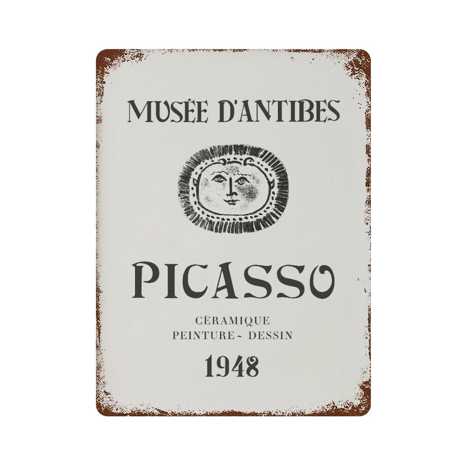 xiaoxiaoshen Pablo Picasso 'musee D'antibes' Vintage Wall Decor Art Metal Tin Poster Modern Home Decor Art Home Bar Shop Decorations Vintage Sign 40x30cm