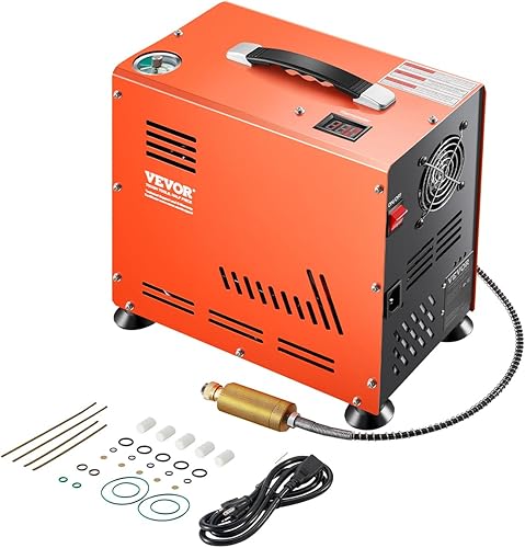 VEVOR Compresor de aire PCP, compresor de pistola de aire PCP de doble cilindro de 800 W, 4500 PSI30 Mpa con sistema de enfriamiento de ventilador