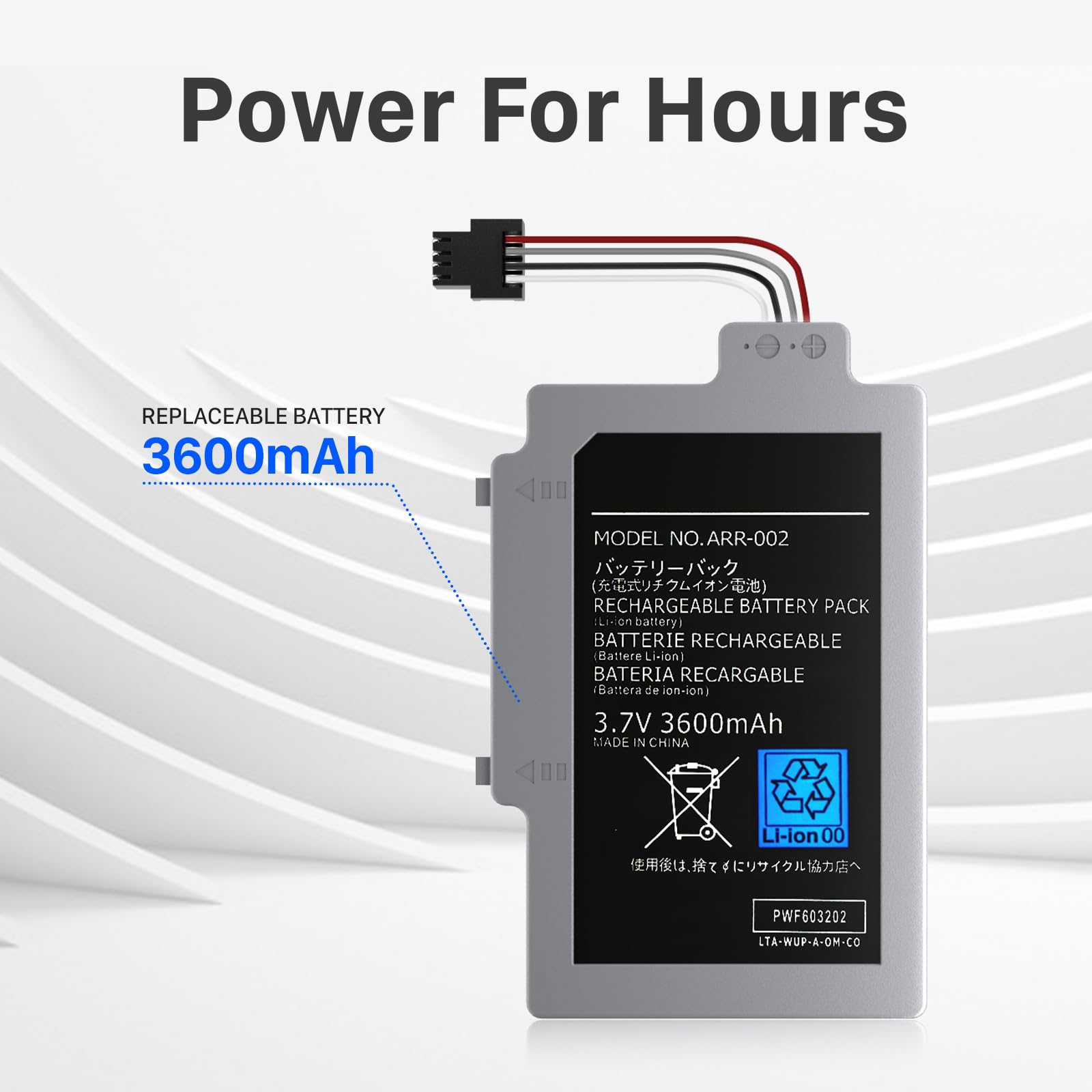 WUP-002 Batterie de rechange pour Nintendo Wii U, Wii U, WUP-012, WUP-010, WUP-002, AC1748 AC1612, 3600 mAh