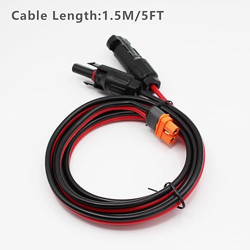 Miniatura 5 de Cable de extensión de carga solar a XT60I-F, conector solar de 4.9 ft, 12 AWG a XT60i, cable adaptador hembra para generador solar (5 pies)