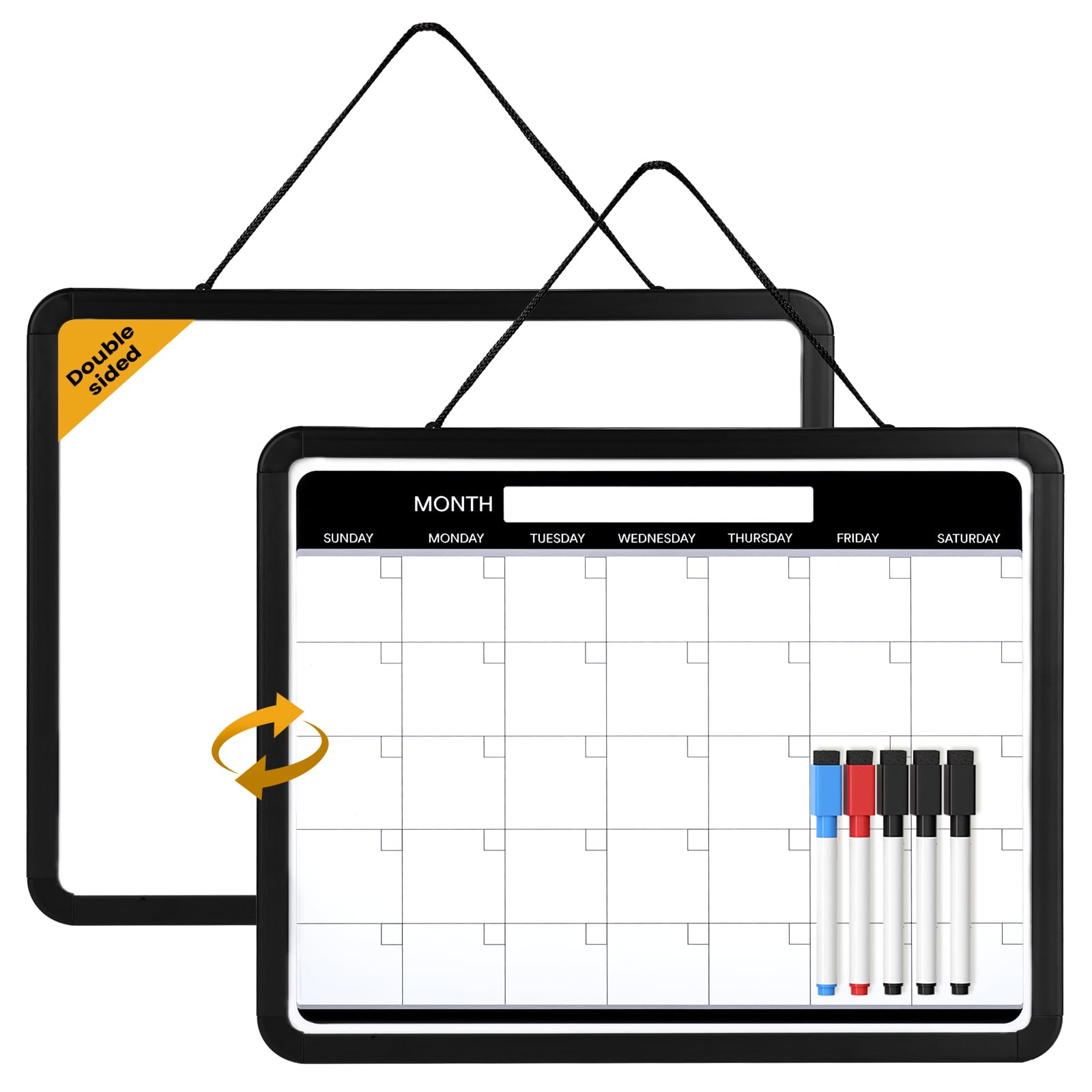 Small Monthly Whiteboard Calendar for Wall, Mini 11" x 14" Dry Erase Board with Plastic Frame, Hanging Dry Erase Calendar for Kitchen Planner, Memo, Office-image-47