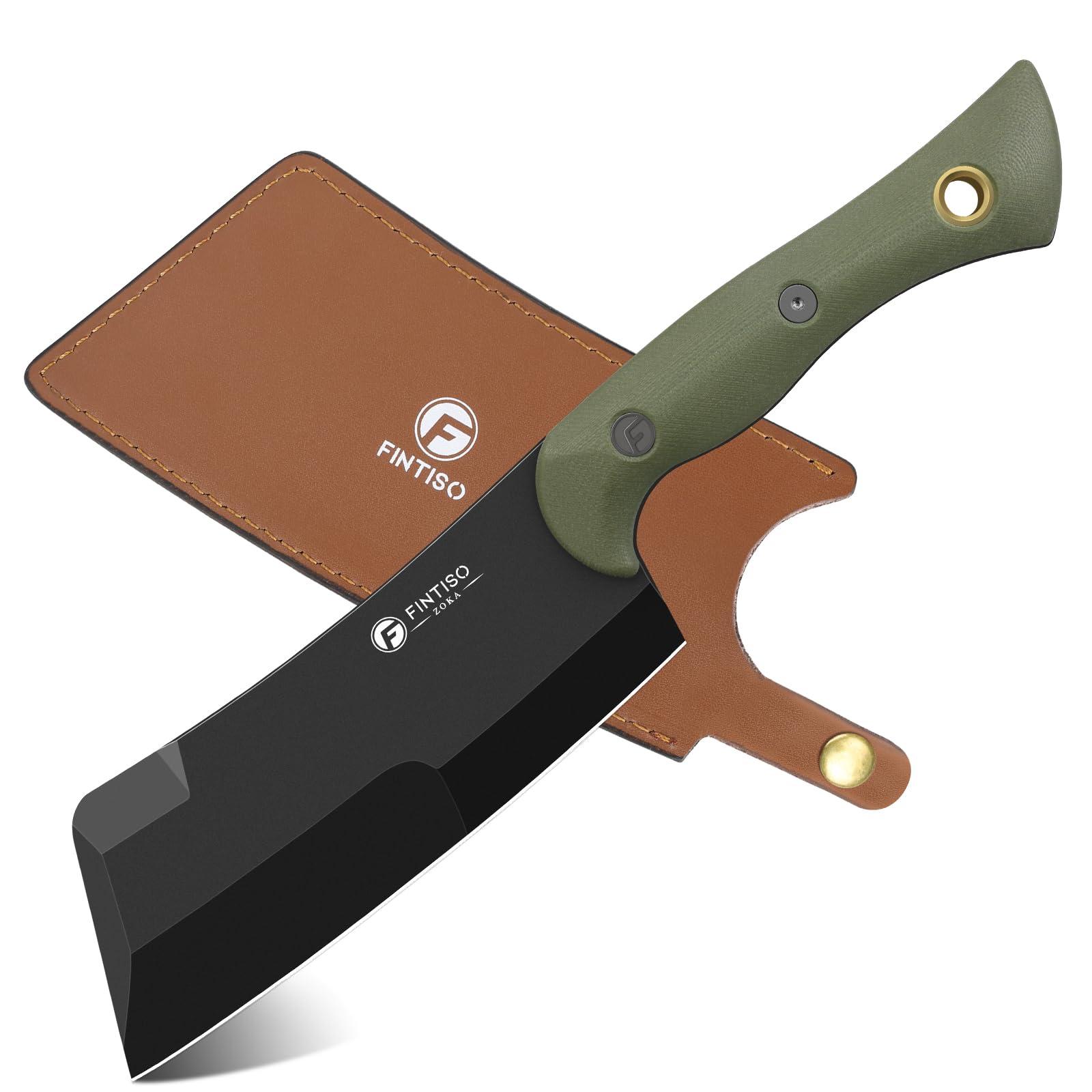 5.5 Inch Butcher Knife, 2-in-1 Chef &amp; Meat Cleaver Knife with Sheath, Multipurpose Full Tang G10 Handle Kitchen Knives for Bone Chopping, 14C28N High Carbon Stainless Steel for Home and Outdoor