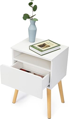 Miniatura 6 de Versatile Nightstand Bedroom End Table with Drawer Storage Shelf Side Table for Home  Office White
