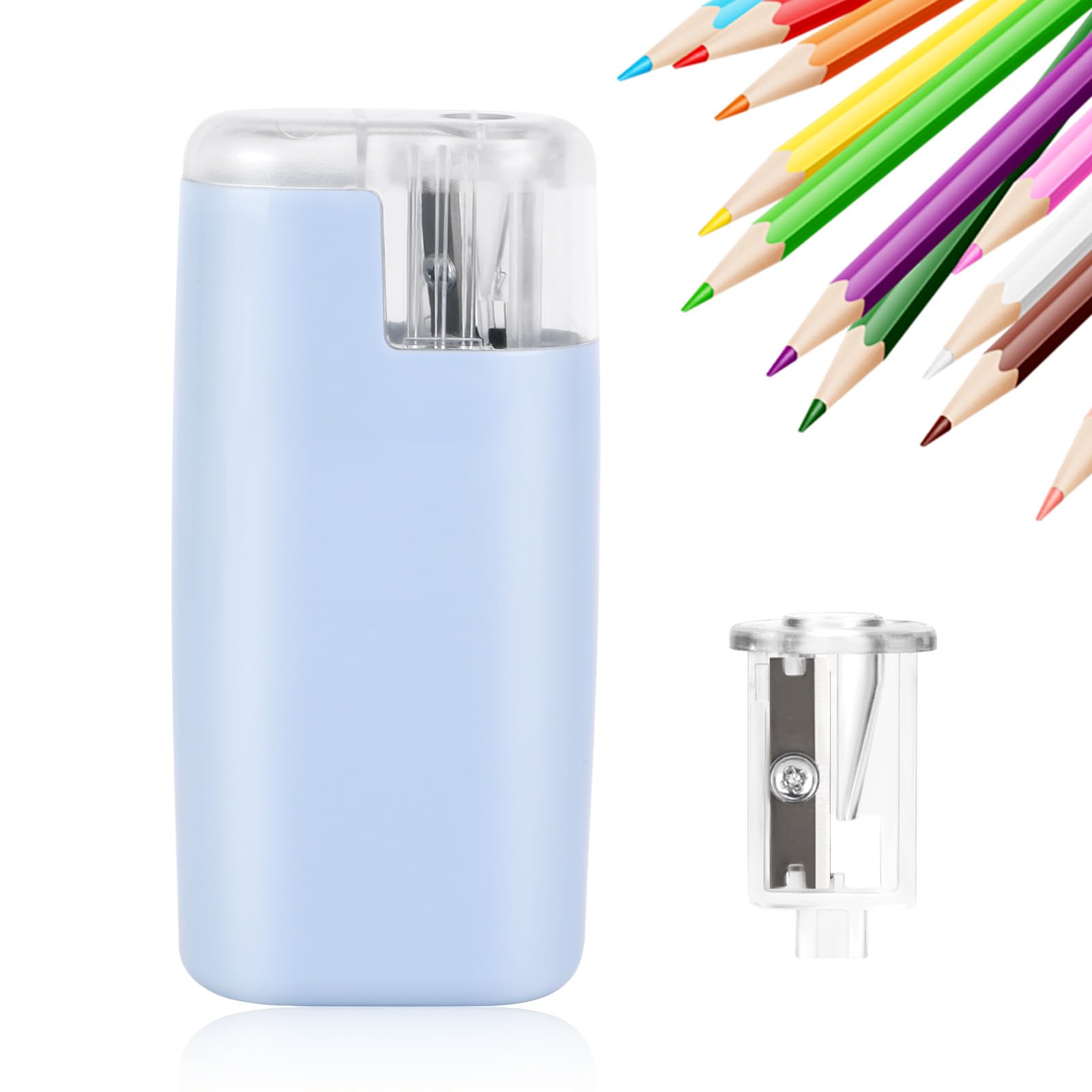Portable Battery-Powered Electric Pencil Sharpener – Compact Design for Easy Use at Home, School, or Office – Ideal for Standard Pencils (Blue)