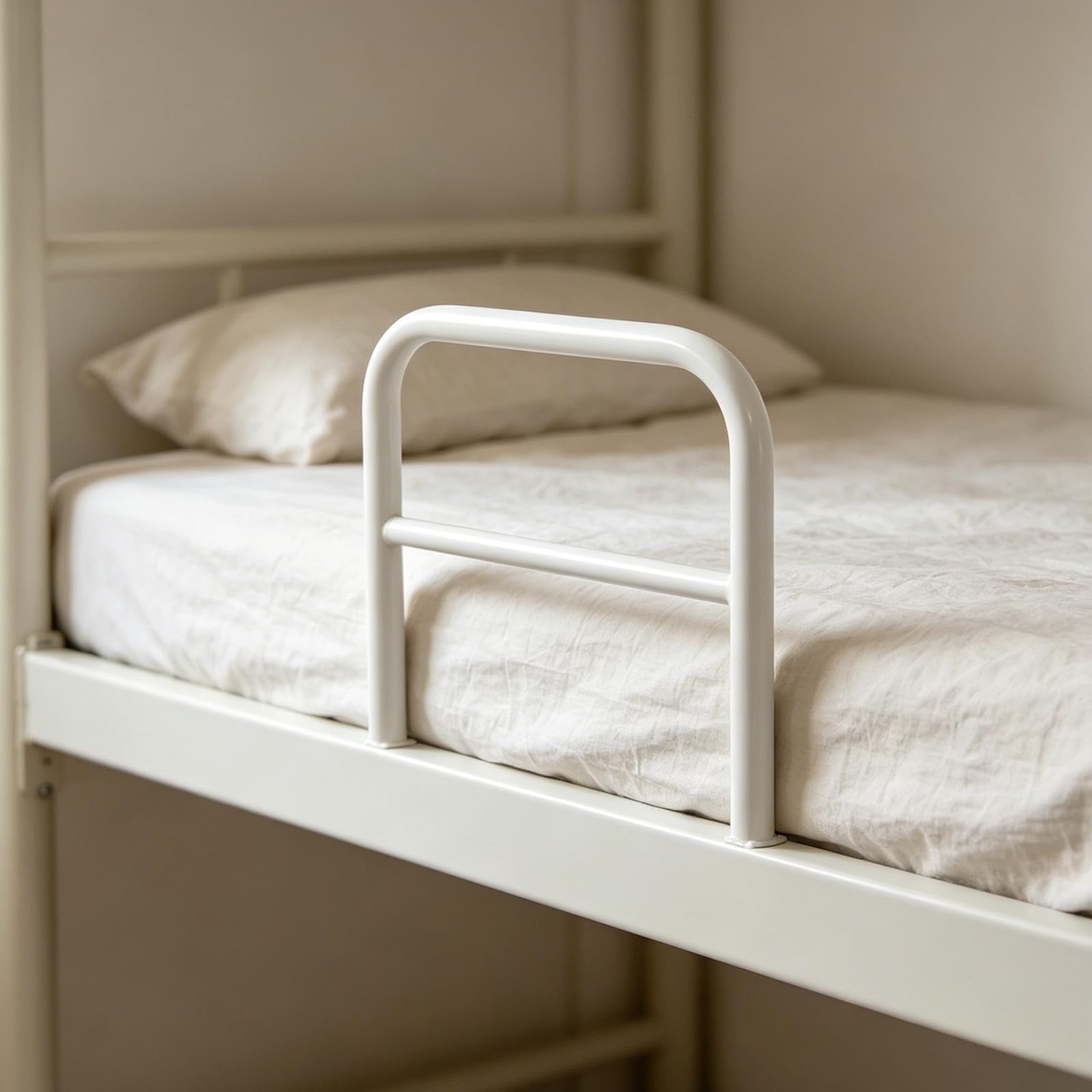 Barandilla de Seguridad para Cama Barra Protectora de Hierro, Diseño Transparente y Apertura Lateral para Prevención de Caídas Hogar y Dormitorios Compartidos