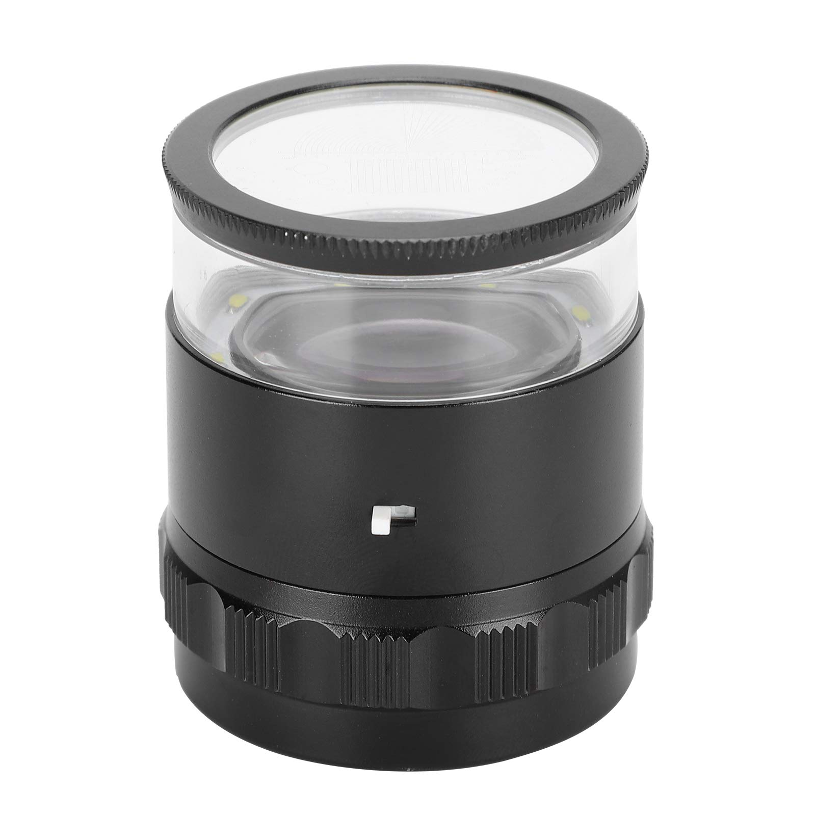 Lupa Negra 10X, Lupa Portátil Focal Ajustable, Lupa con Luz LED y Escala de Medición de ángulo para Joyas, Textiles, Gemas, Sellos, Monedas y Plantas
