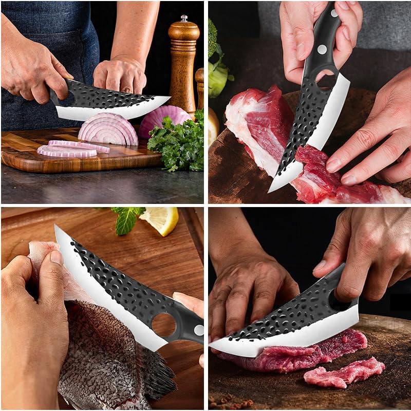 Cleaver Knife,Meat Cleaver 6 Inch Stainless Steel Hand-Forged Knife Kitchen Boning Knife Chef Cooking Knives Utility Knife Meat Cleaver Fruit Knife Wooden Handle (Color : FISH Cutter1PC)