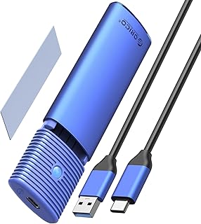 ORICO Aluminum M.2 SATA SSD Enclosure , Tool-Free 5Gbps USB C Adapter, USB 3.2 M.2 SATA Reader, External SSD Case for 4TB 2230/2242 /2260/2280 SATA-Based B-Key/B+M-Key SSDs-PWM2-BL