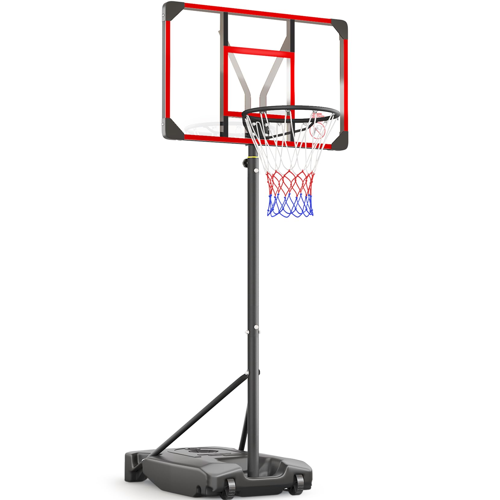 Photo 1 of *SIMILAR TO STOCK* Yohood Kids Basketball Hoop Outdoor 4.82-8.53ft Adjustable, Portable Basketball Hoops & Goals for Kids/Teenagers/Youth in Backyard/Driveway/Indoor, with Enlarged Base and PC Backboard Red