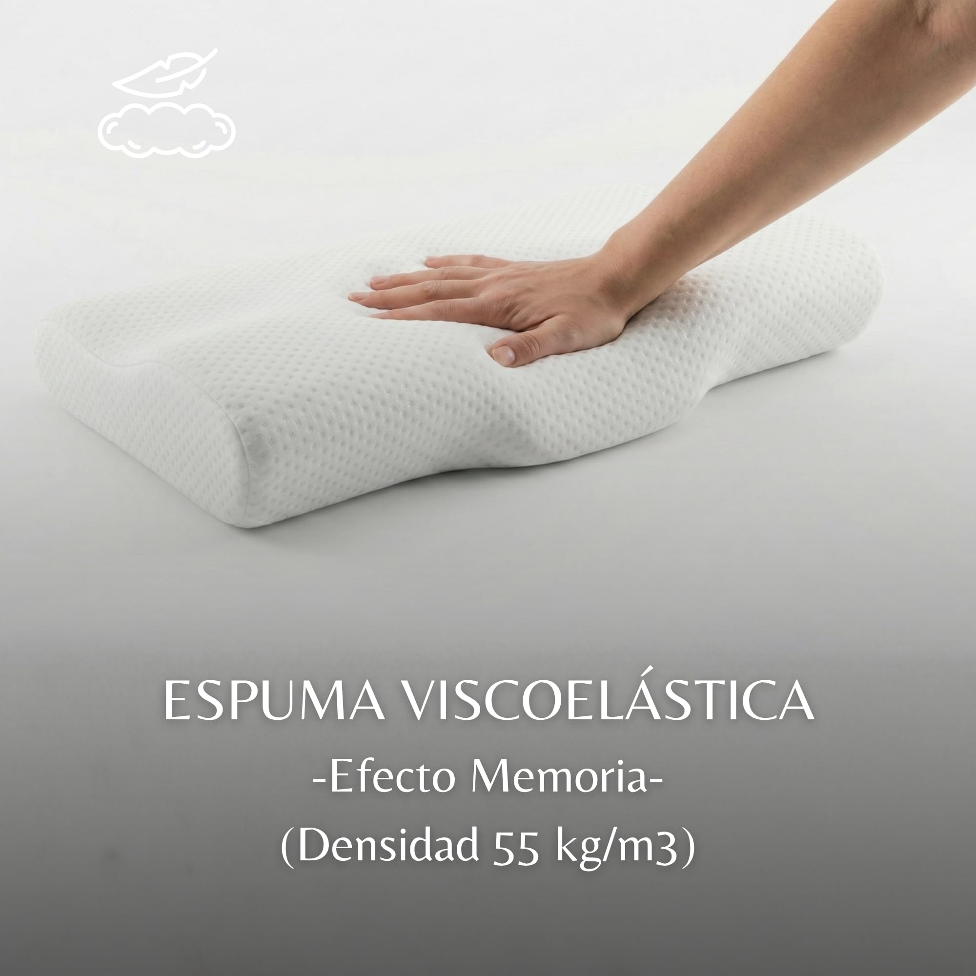 INDESMED Almohada Cervicales y Cuello Viscoelástica Ortopédica | Cojín Ergonómico para Dormir de Lado o Espalda | Soporte Cervical Nuca Firmeza Alta y Antiácaros para Cama | Memory Foam