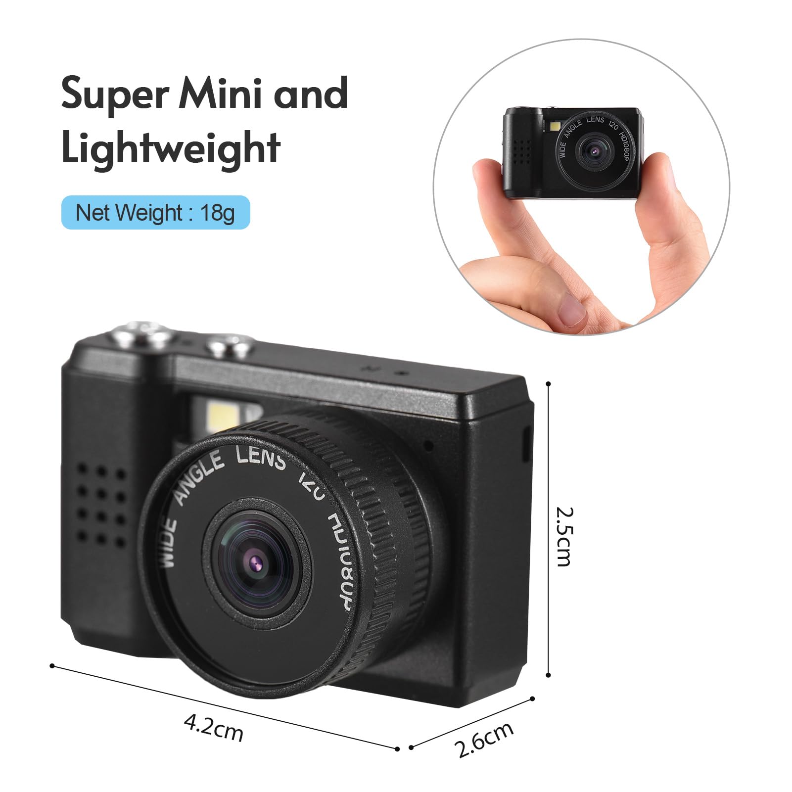 Andoer Kompakte Digitalkamera mit 32 GB SD-Karte, 1080p, 50 MP, 8-facher Zoom, Digitalkamera für Kinder, Erwachsene, Jugendliche