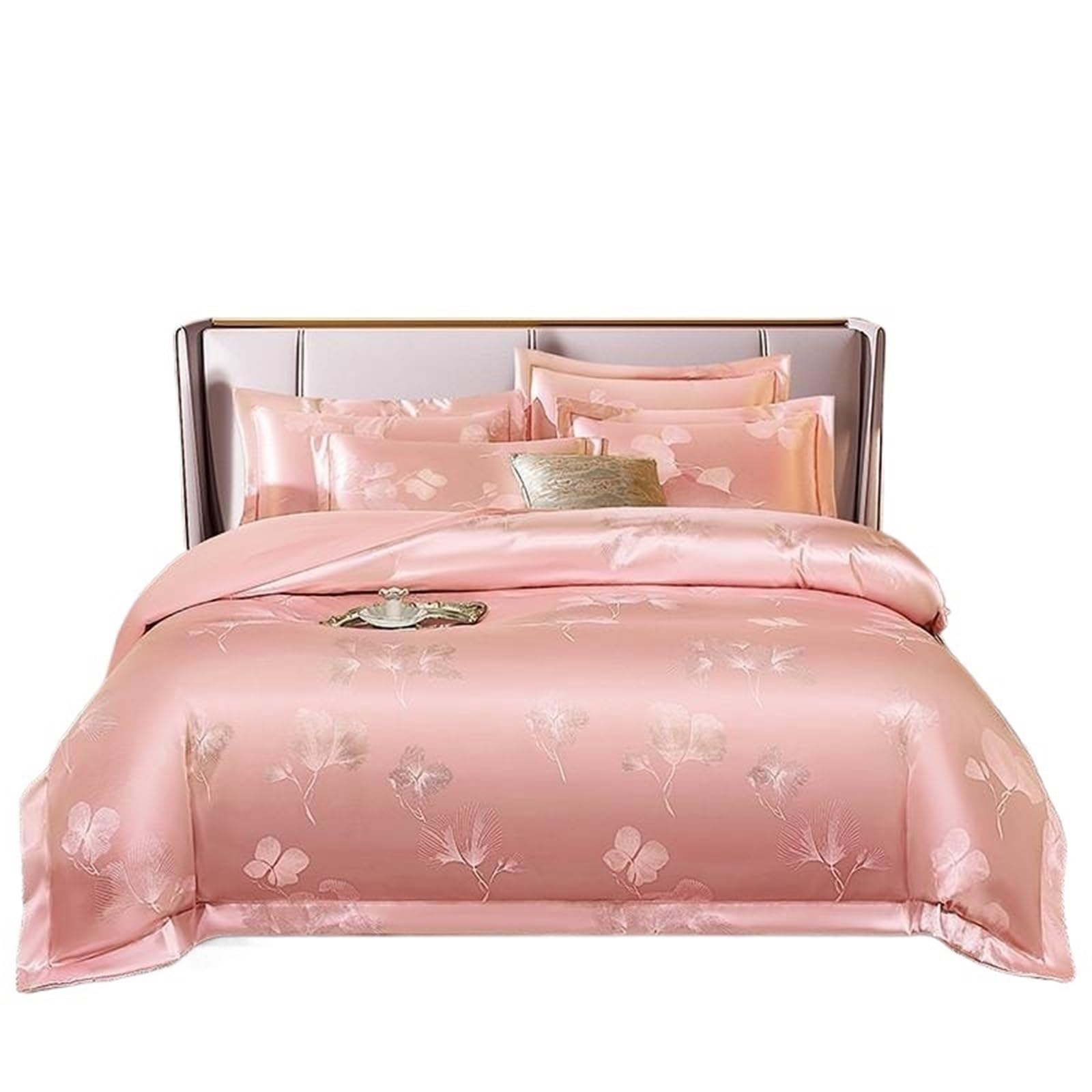 UALXPAO silk bedding Yarn-Dyed Jacquard Satin Delicate Silky Texture Bedding Set Double Queen (1Duvet Cover+1Bed sheet+ 2Pillowcases)(Color 3,Queen 200X220cm4Pcs)