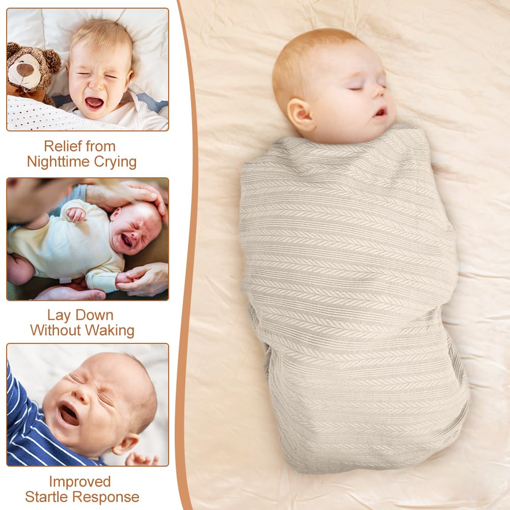 Vicloon Newborn Swaddle Blanket with Headband Set, Newborn Swaddle Blanket Wooden Card Set - Image 4