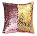 Inconnu Sirène Taie d'oreiller Magique Réversible Paillettes Housse de Coussin Housse 40cm x 40cm (Rose et Or)