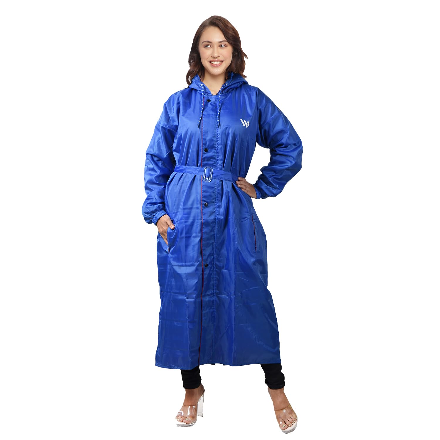 wet off hood Premium Raincoat for Women | Reversible 2-Layer PVC | Reflective Trims | Adjustable Hood & Belt-picture-36