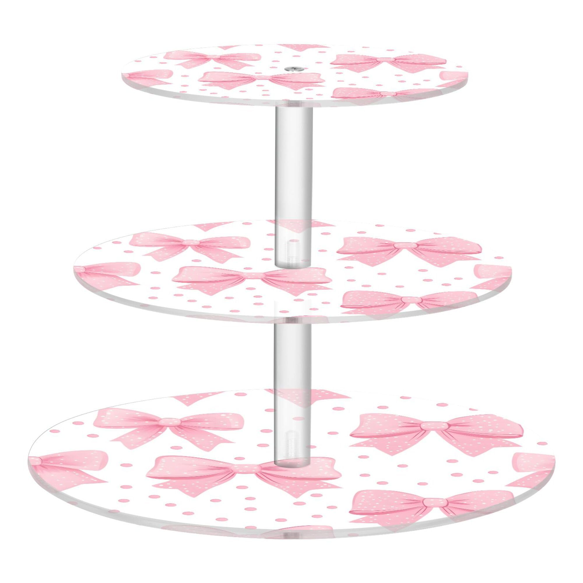 PYBUG Bowknot 3 Tier Acrylic Cupcake Stands Tower,Dessert Table Display Set for Tea Party,Wedding,Birthday, Baby Shower