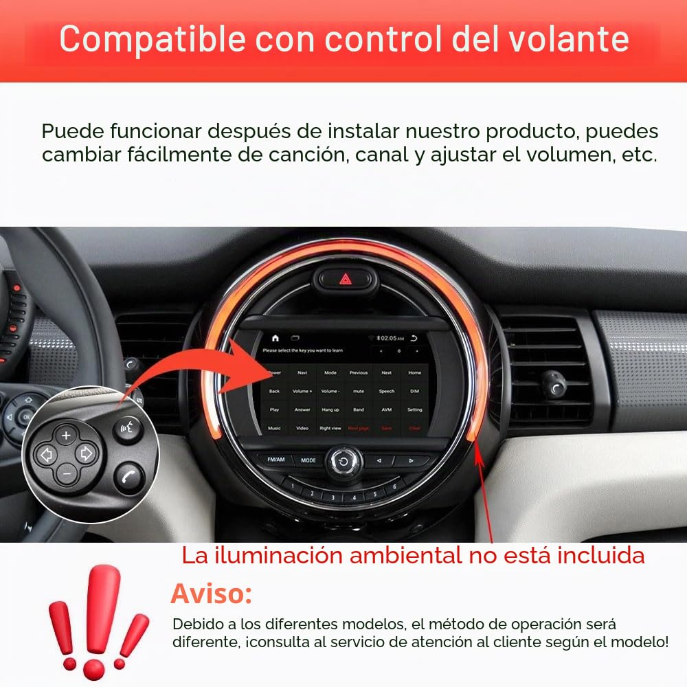 Reproductor de coche, GPS, navegación, Carplay/Android para BMW Mini R56 F55 F56 F57 John Cooper Works, One First, One D, Cooper SD (con cámara de luz), Radio HD de 9 pulgadas