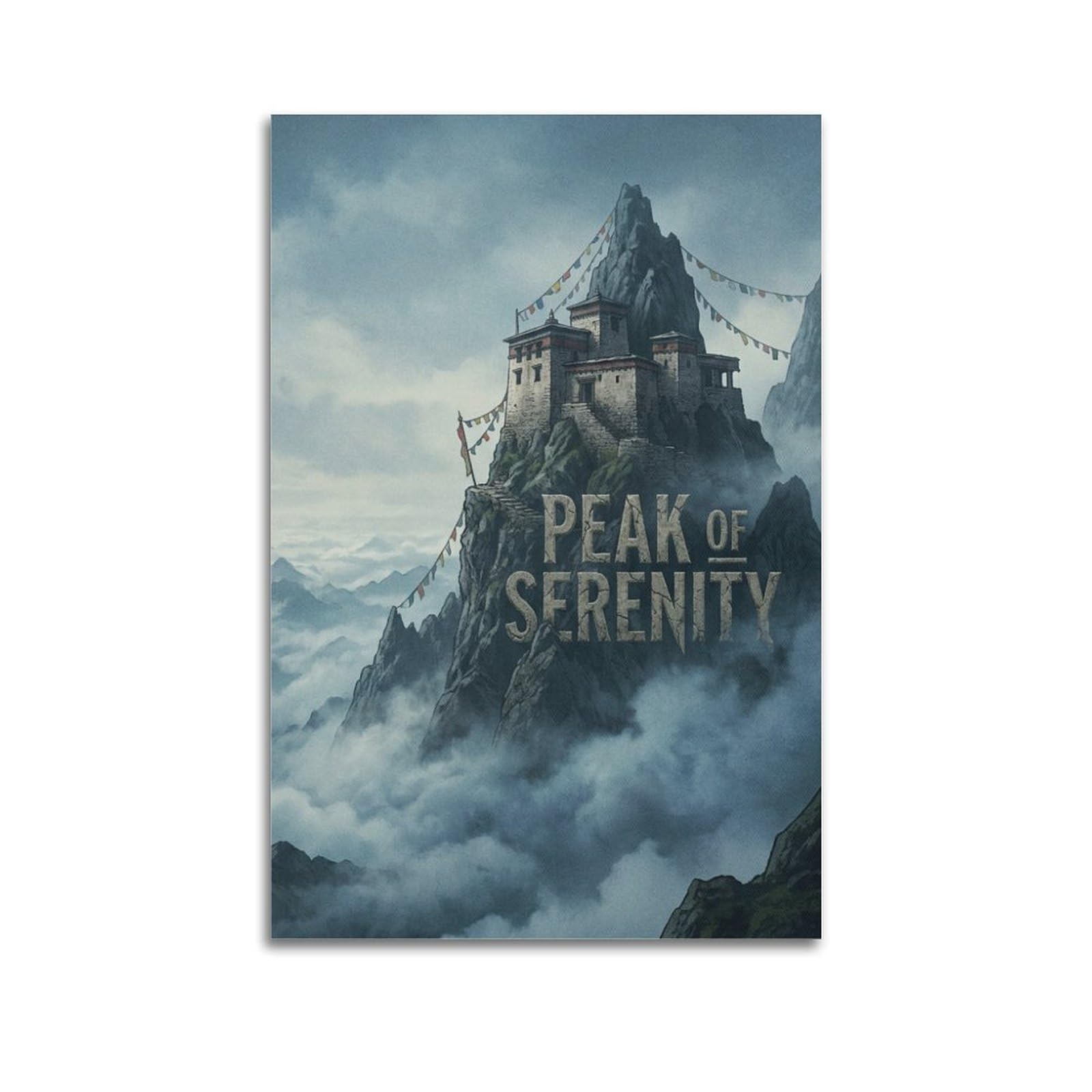 XKUGA Zen Monastery Poster Mountain Peak Serenity Meditation Modern Decorative Canvas Prints - Ideal Wall Art for Family, Man Cave, Game Room, Boys & Girls Bedroom 12x18inch(30x45cm)