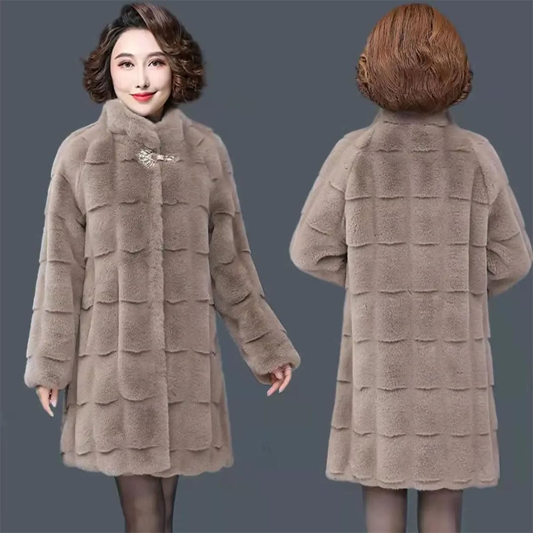 Chaqueta de invierno para mujer de mediana edad y ancianos, parka cálida y holgada, color albaricoque, talla XXL, albaricoque, XXL