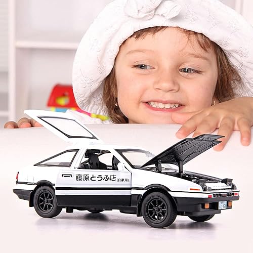 Miniatura 7 de BDTCTK 1/32 AE86 Initial D Model Car, auto de juguete de aleación de zinc con sonido y luz para niños y niñas regalo (negro)
