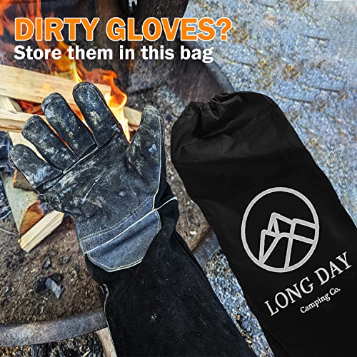 16-inch-Heat-Resistant-Wood-fire-GlovesMitts-for-GrillOvenFireplaceBBQSmokerMigWeldingForge-Grey-Black
