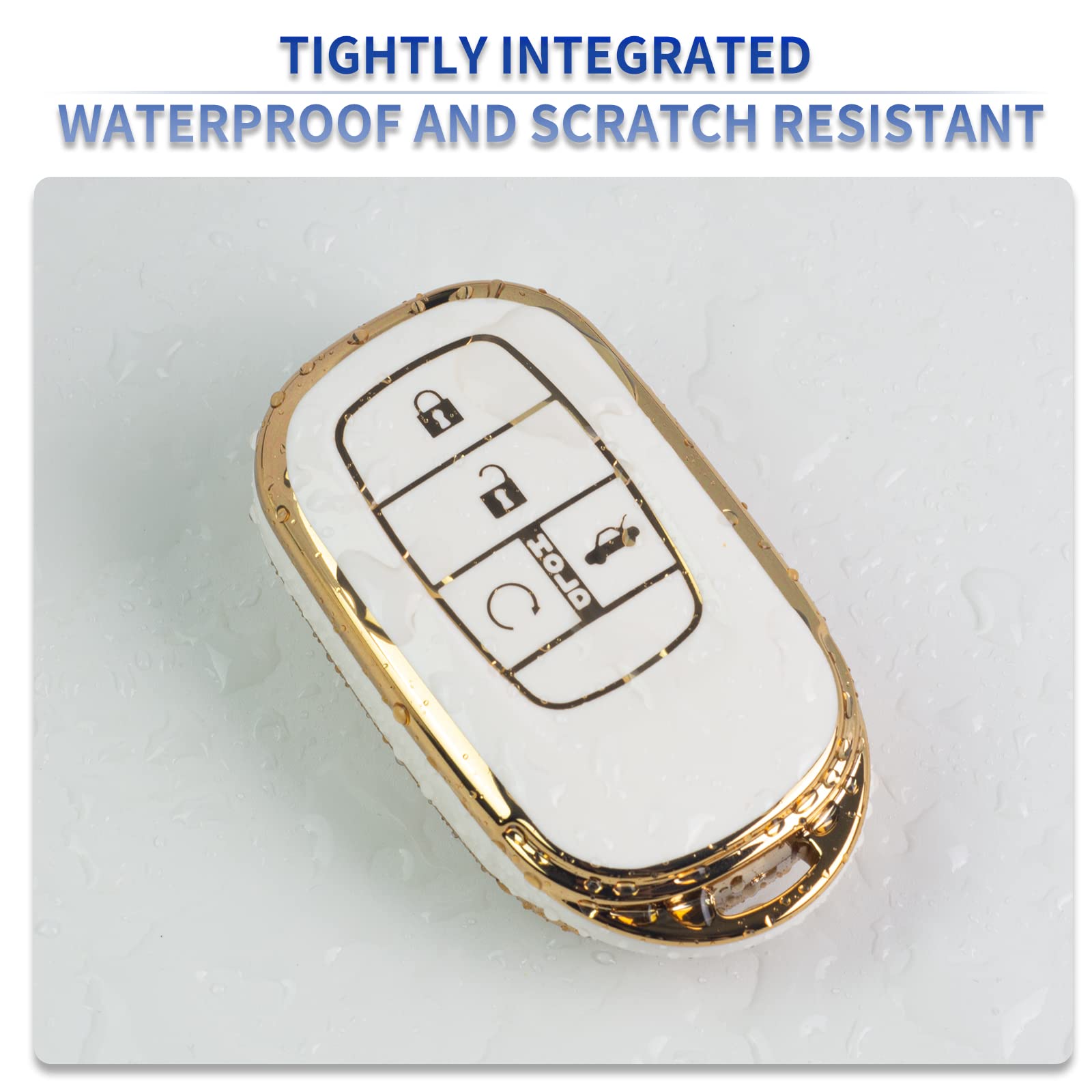 SK CUSTOM White TPU Gold Edge Smart Key Fob Case Protective Cover - View #5