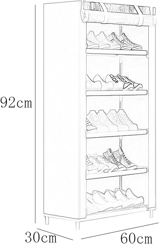 Miniatura 3 de ZEELYDE Zapatero cubierta de tela de metal de 6 niveles a prueba de polvo 15 pares de zapatos dormitorio sala de estar puerta dormitorio marrón 254