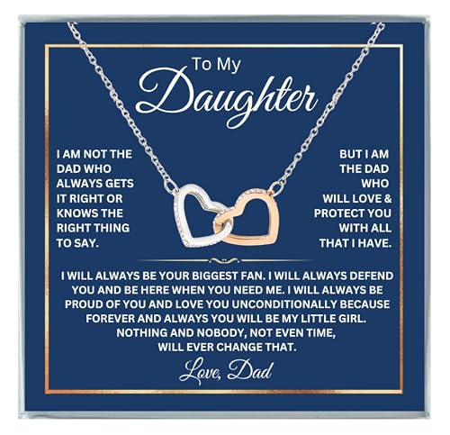 To My Daughter Necklace From Dad With Heartfelt Message, (TT, Fan Hearts)
