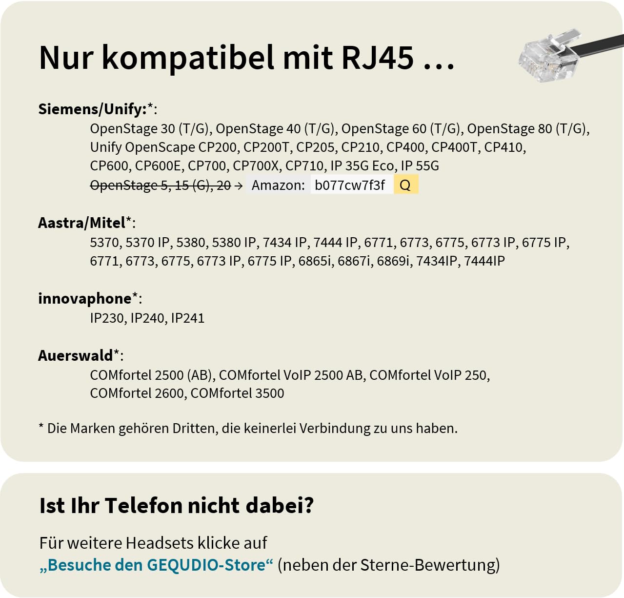 GEQUDIO Headset kompatibel mit Unify OpenStage 30 40 60 80 und OpenScape Serie Telefon - inklusive RJ Kabel - Kopfhörer & Mikrofon mit Ersatz Polster - besonders leicht 60g (1-Ohr)