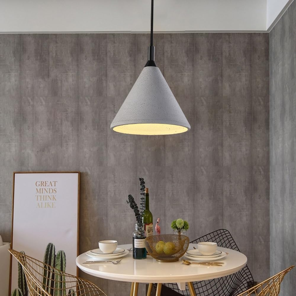 Lampada a Sospensione Industriale nordica in Cemento, Lampada da soffitto Regolabile a Testa Singola, Attacco E26, Illuminazione per Isola Cucina in Pietra, lampadario Vintage per