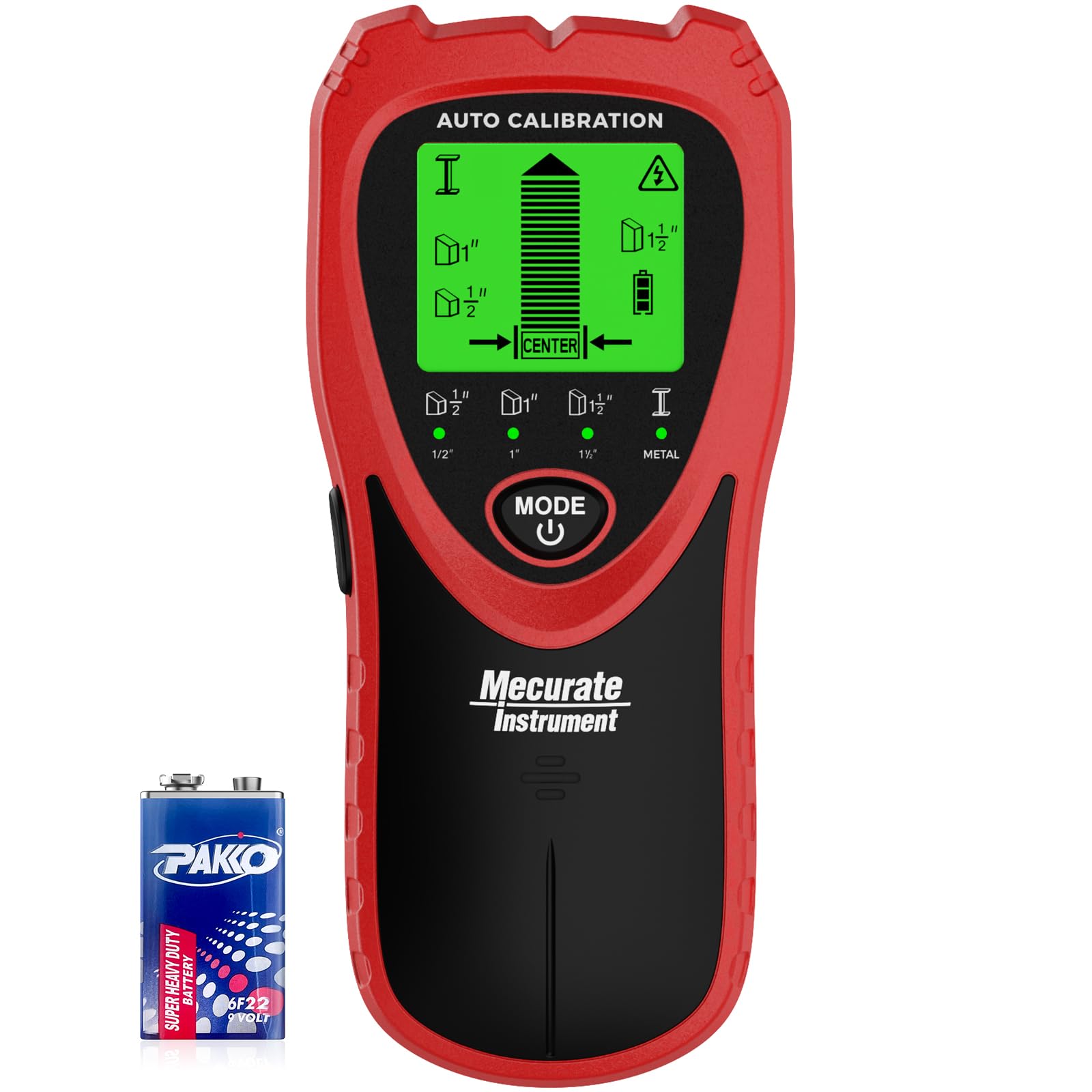 Mecurate Stud Finder Wall Scanner with Fast Auto Calibration, 4-Mode Wall Stud Detector for Drywall, Wood Stud and Metal Detection with LCD Display, Center Finder for Hanging TVs, Shelves and Pictures