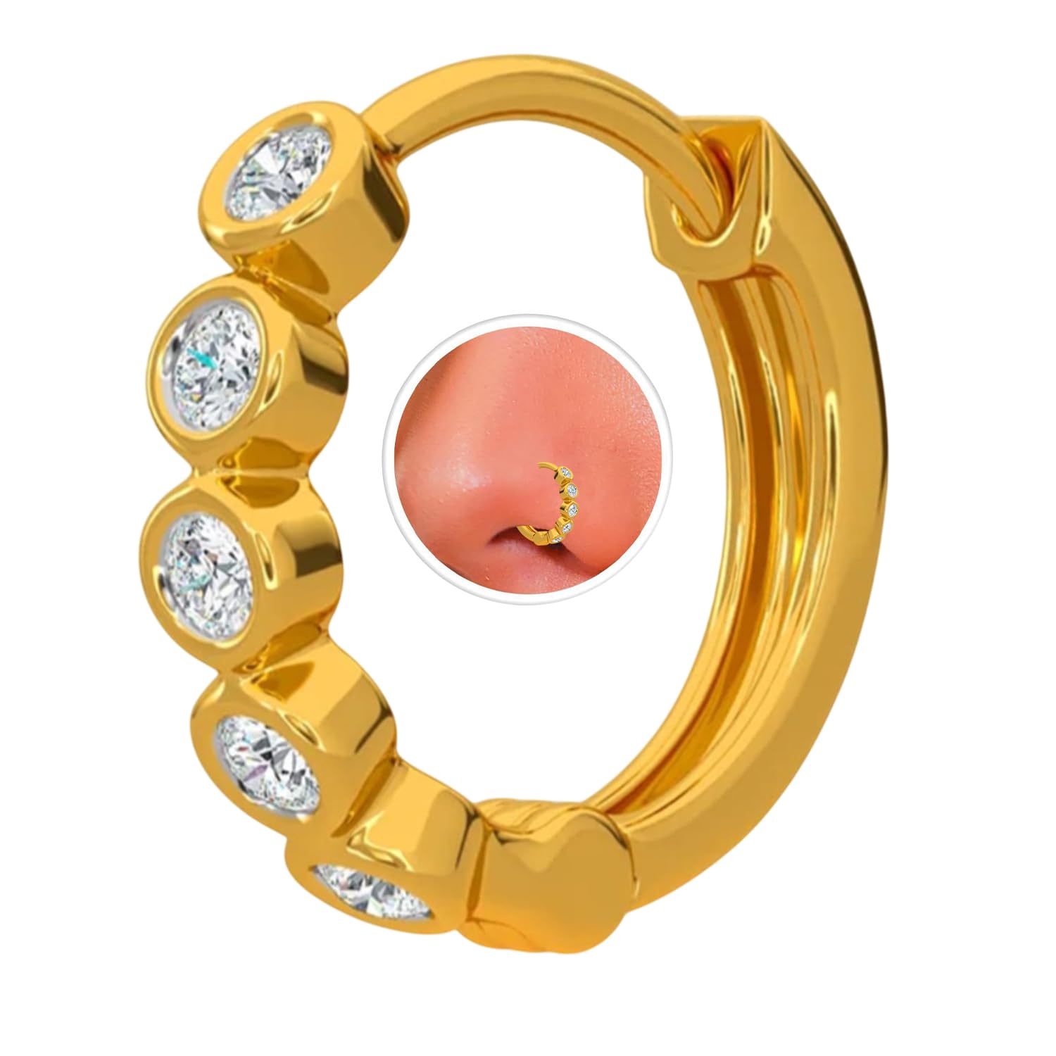 vama FASHIONS Gold Plated Crystal Stone Piercing Pierced Nose Ring Pin Hole Type Nosepin for Women & Girl-picture-30