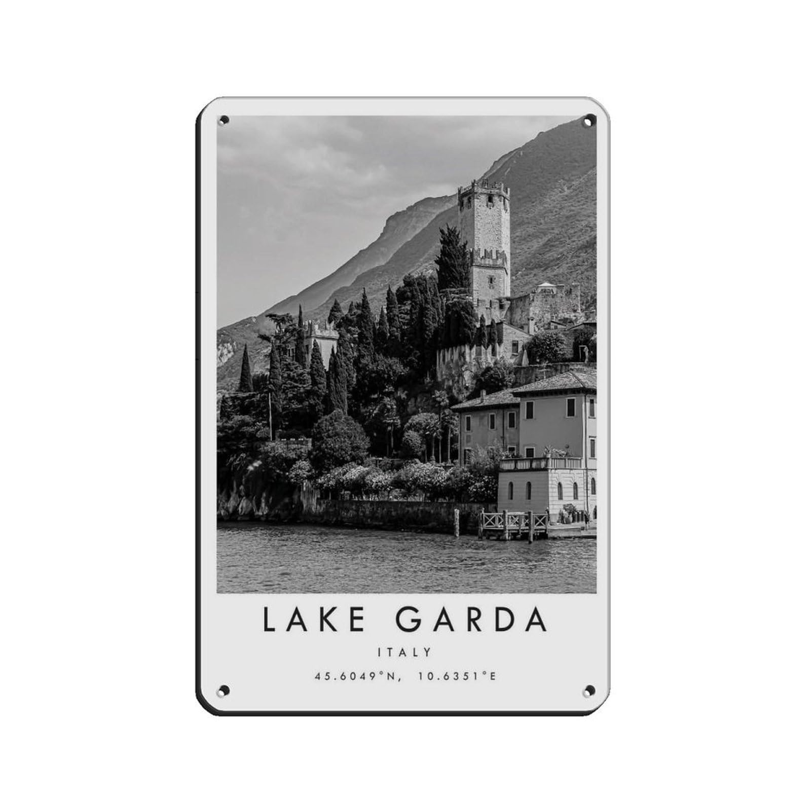 Lake Garda Travel, Italy Poster Poster Retro Poster Metal Tin Sign Chic Art Retro Iron Painting Bar People Cave Cafe Family Garage Poster Wall Decoration 8x12inch(20x30cm)