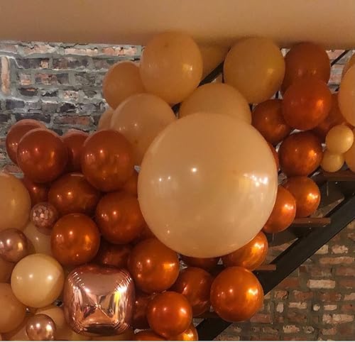 Miniatura 6 de Globos cromados metálicos de color naranja quemado de 12 pulgadas  2 capas de helio de metal premium para fiestas temáticas, suministros de boda,