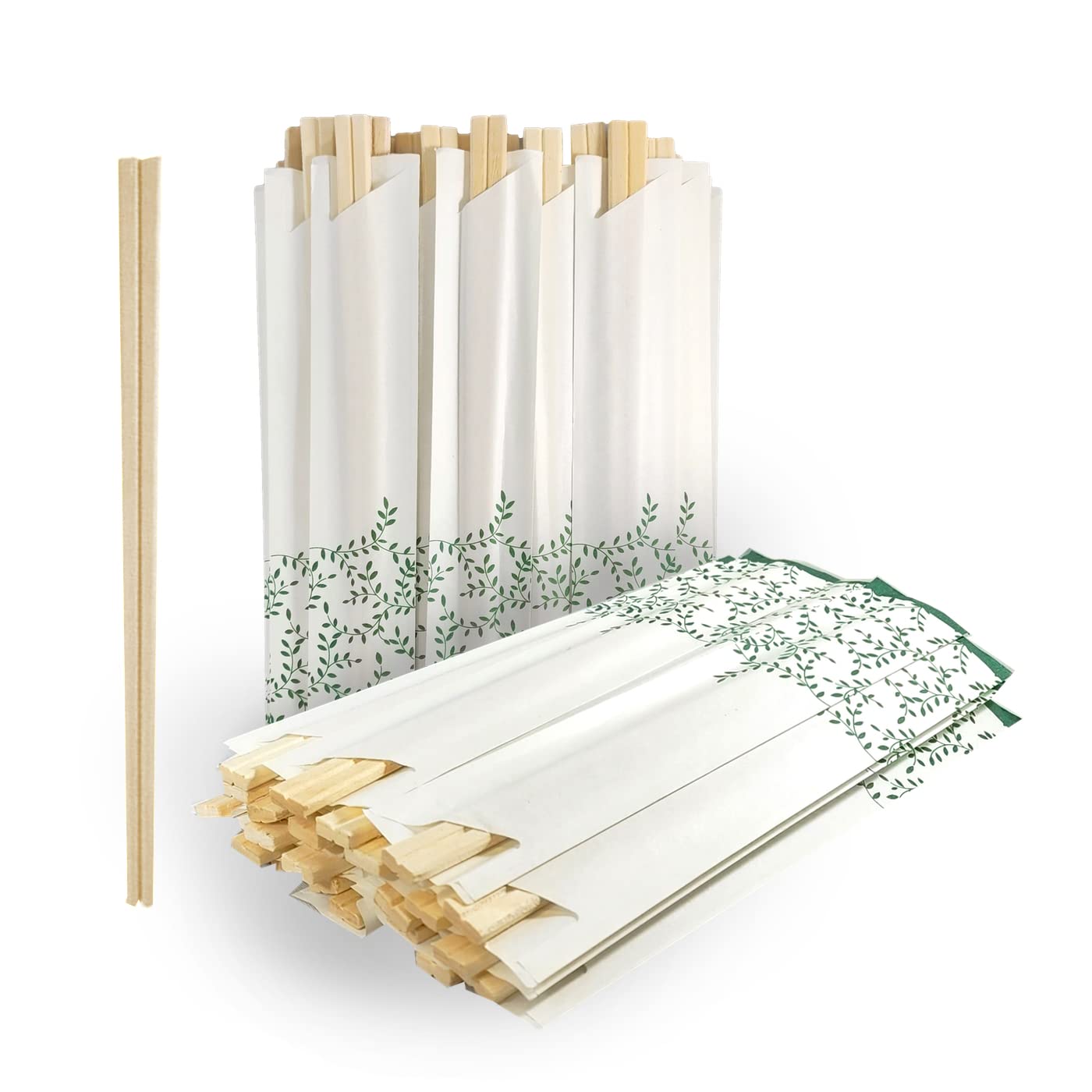 Solid No Splinter Chopsticks 80 pairs | Individually Wrapped Disposable Wooden Chopstick | Best for Sushi &amp; Asian Dishes (80 sets)