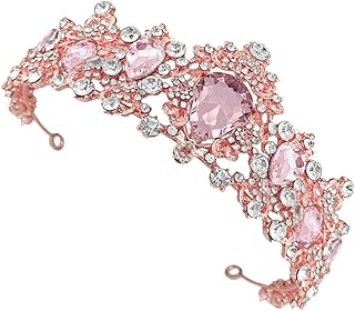 1 Peça Coroa De Noiva Rosa Tiara De Noiva Tiara De Noiva Tiara De Tiara Para Noiva Tiara De Noiva Rosa Tiara De Noiva Chique Cocar De Coroa Brilhante Acessórios Para O Cabelo