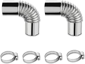 25 mm Exhaust Pipe Angle Connector Stainless Steel Diesel Gas Vent Hose Auxiliary Heater Car Heater Exhaust Pipe Accessories Gas Vent Hose with Stainless Steel Clips (2)