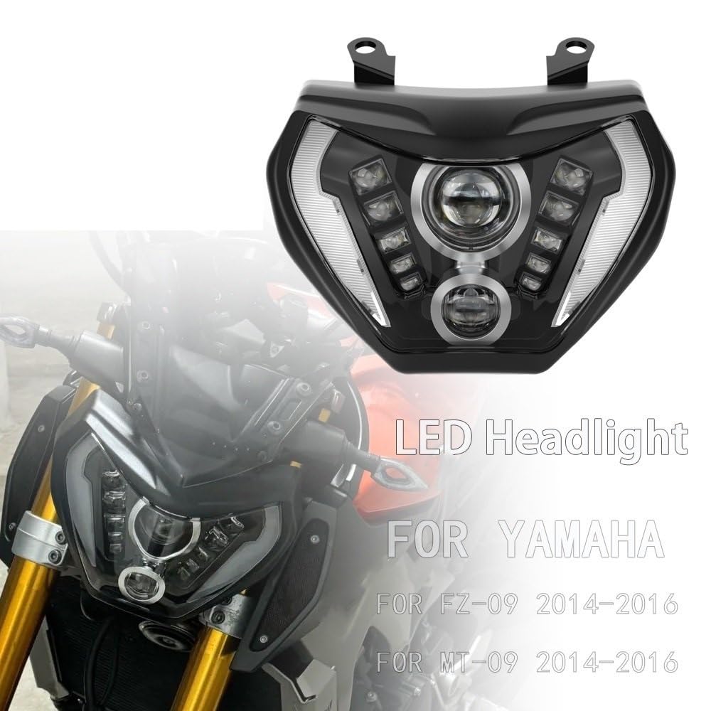 Motocykl Head Light Pasuje do MT-09 MT09 MT 09 FZ-09 FZ09 FZ 09 2014-2016 reflektor motocyklowy lampa DRLLED reflektor reflektor