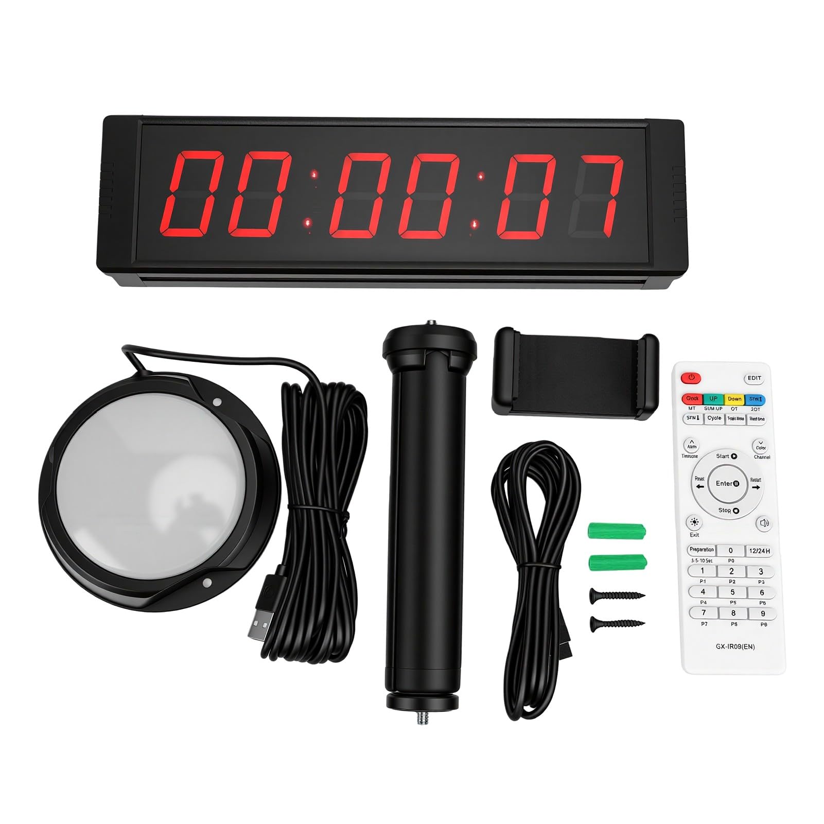 Fafeicy LED-Countdown-Uhr, 1,5 Zoll Großes Display mit Fernbedienung | Gym Studio Timer, 99-Stunden-Countdown, Stoppuhr, Intervalleinstellung, Aluminiumrahmen, 4000-mAh-, 30 m Reichweite