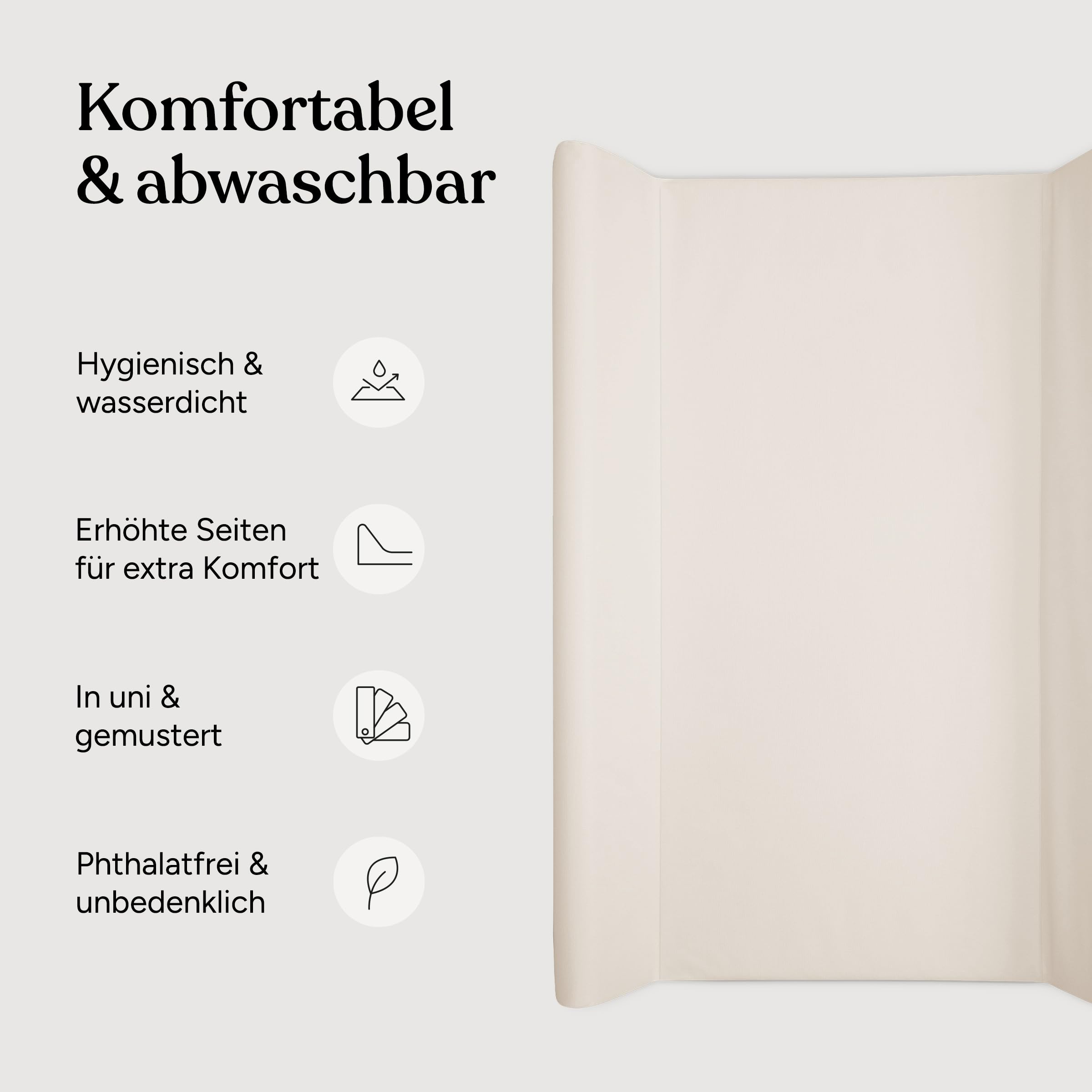 Ehrenkind Abwaschbare Wickelauflage 50x70 Beige Hygienisch Sicher Wickelunterlage